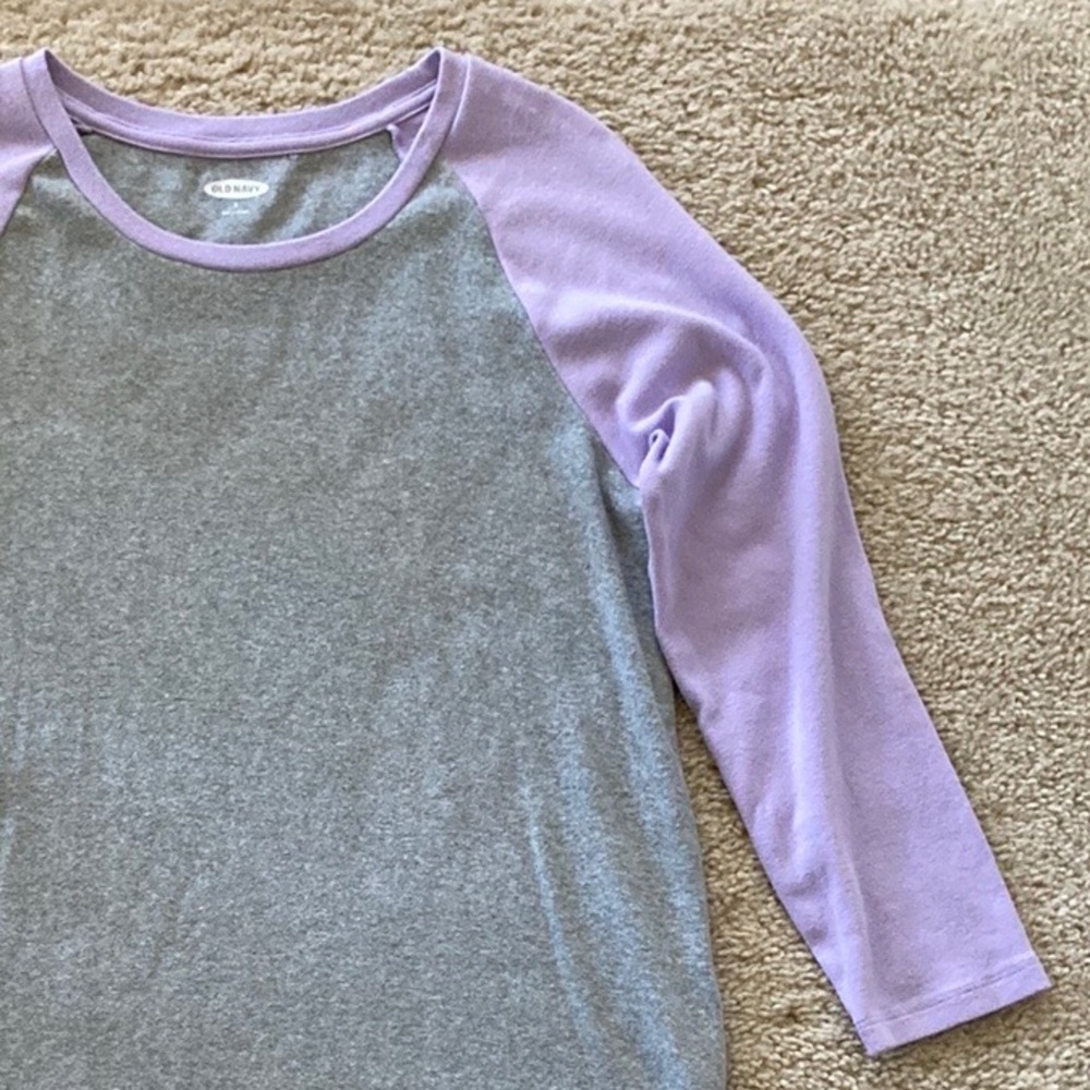 Old Navy Grey & Lavender Baseball Style Tee - Picture 4 of 6